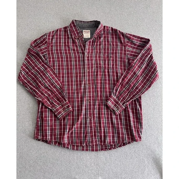 Wrangler Rugged Wear Check Plaid Button Down Shirt Sz Large Western Comfort Gorp - Picture 2 of 12